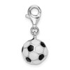 Sterling Silver 3-D Enamel Soccer Ball w/Lobster Clasp Charm