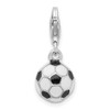 Sterling Silver 3-D Enameled Small Soccer Ball w/Lobster Clasp Charm