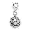 Sterling Silver Polished and Antiqued Soccer Ball w/ Lobster Clasp Charm
