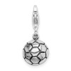 Sterling Silver Polished and Antiqued Soccer Ball w/ Lobster Clasp Charm
