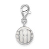 Sterling Silver 3-D Enameled Volleyball w/Lobster Clasp Charm