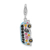 Sterling Silver 3-D Enameled Hippie Bus w/Lobster Clasp Charm