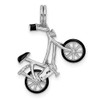Sterling Silver Rhodium-Plated Enameled Moveable Bicycle Charm