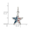 Sterling Silver Polished Enamel American Flag Star Charm