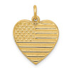 14k Yellow Gold Us Flag Heart Charm