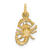 14k Yellow Gold Satin Diamond-cut Scorpio Zodiac Charm C483