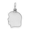 Sterling Silver Rhodium-Plate Girl Polished Front/Satin Back Disc Charm QM346/18