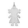 Sterling Silver Rhodium-plated Girl Polished Front/Satin Back Disc Charm QC39