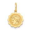 14k Yellow Gold Boy Head on .009 Gauge Engravable Scalloped Disc Charm XM65/09