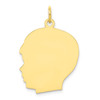 10k Yellow Gold Plain Large .013 Gauge Facing Left Engravable Boy Head Charm