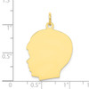 10k Yellow Gold Plain Large .013 Gauge Facing Left Engravable Boy Head Charm