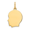 14k Yellow Gold Plain Small .009 Gauge Facing Left Engravable Boy Head Charm