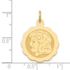 14k Yellow Gold Girl Head on .013 Gauge Engravable Scalloped Disc Charm XM70/13