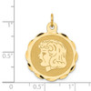 14k Yellow Gold Girl Head on .011 Gauge Engravable Scalloped Disc Charm XM72/11