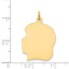 14k Yellow Gold Plain Large .009 Gauge Facing Left Engravable Girl Head Charm