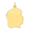 10k Yellow Gold Plain Large .013 Gauge Facing Right Engravable Girl Head Charm