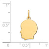 14k Yellow Gold Plain Small .013 Gauge Facing Left Engravable Boy Head Charm