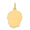 14k Yellow Gold Plain .018 Gauge Facing Left Engravable Boy Head Charm XM110/18