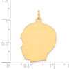 14k Yellow Gold Plain Large .018 Gauge Facing Left Engravable Boy Head Charm