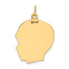 14k Yellow Gold Plain Large .013 Gauge Facing Right Engravable Boy Head Charm