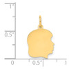 14k Yellow Gold Plain .011 Gauge Facing Right Engravable Girl Head Charm X109/11