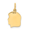 14k Yellow Gold Plain Small .018 Gauge Facing Right Engravable Girl Head Charm