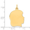 14k Yellow Gold Plain Large .013 Gauge Facing Right Engravable Girl Head Charm