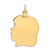 14k Yellow Gold Plain Large .013 Gauge Facing Right Engravable Girl Head Charm