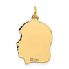 14k Yellow Gold Plain .018 Gauge Facing Right Engravable Girl Head Charm X113/18