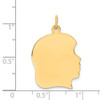 14k Yellow Gold Plain Large .018 Gauge Facing Right Engravable Girl Head Charm