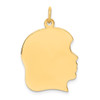 14k Yellow Gold Plain Large .027 Gauge Facing Right Engravable Girl Head Charm