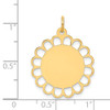 14k Yellow Gold Plain .011 Gauge Engravable Flower Disc Charm