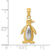 14k Yellow and White Gold Polished and Textured Penguin Pendant