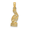 14k Yellow Gold and Rhodium Pelican Standing Pendant