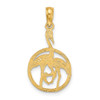 14k Yellow Gold Flamingos In Circle Pendant