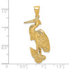 14k Yellow Gold 2-D and Textured Egret Bird Standing Pendant