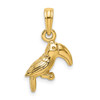 14k Yellow Gold 3-D Textured and Polished Toucan Bird Pendant