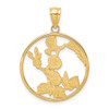 14k Yellow Gold w/ Enamel Hummingbirds and Flowers In Circle Pendant