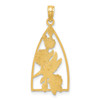 14k Yellow Gold w/ Enamel Hummingbird and Flowers Pendant