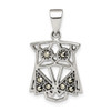 Sterling Silver Antiqued Marcasite Owl Pendant