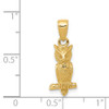 14k Yellow Gold 3-D Owl Pendant