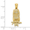 14k Yellow Gold 2-D Textured Owl Pendant