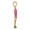 14k Yellow Gold Enameled 3-D Pink Flamingo Pendant