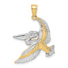 14k Yellow Gold And Rhodium 2-D Flying Pelican Pendant