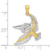 14k Yellow Gold And Rhodium 2-D Flying Pelican Pendant