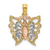 14k Yellow and Rose Gold with Rhodium Butterfly Cut-Out Pendant