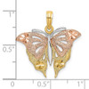 14k Yellow and Rose Gold with Rhodium Diamond-cut Butterfly Pendant K9077