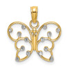 14k Yellow Gold and Rhodium-Plated Butterfly Pendant