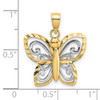 14k Yellow Gold and Rhodium-Plated Diamond-cut Butterfly Pendant K9495