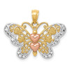 14k Yellow Gold & Rhodium Butterfly Pendant D4201